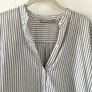 Vince Striped Buttondown Popover Cotton Shirt Size Medium
